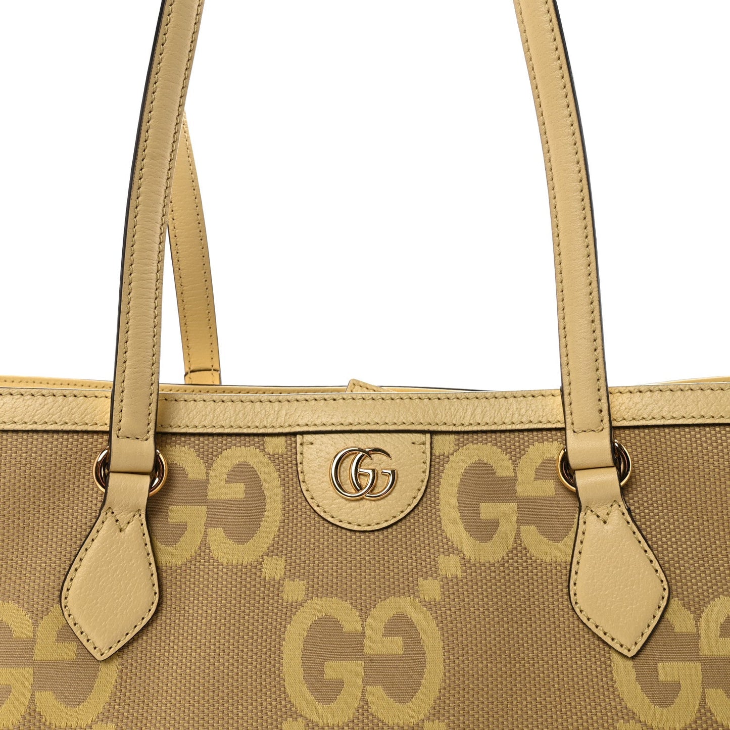Monogram Jumbo GG Textured Dollar Calfskin Medium Ophidia Shopping Tote Beige Banana
