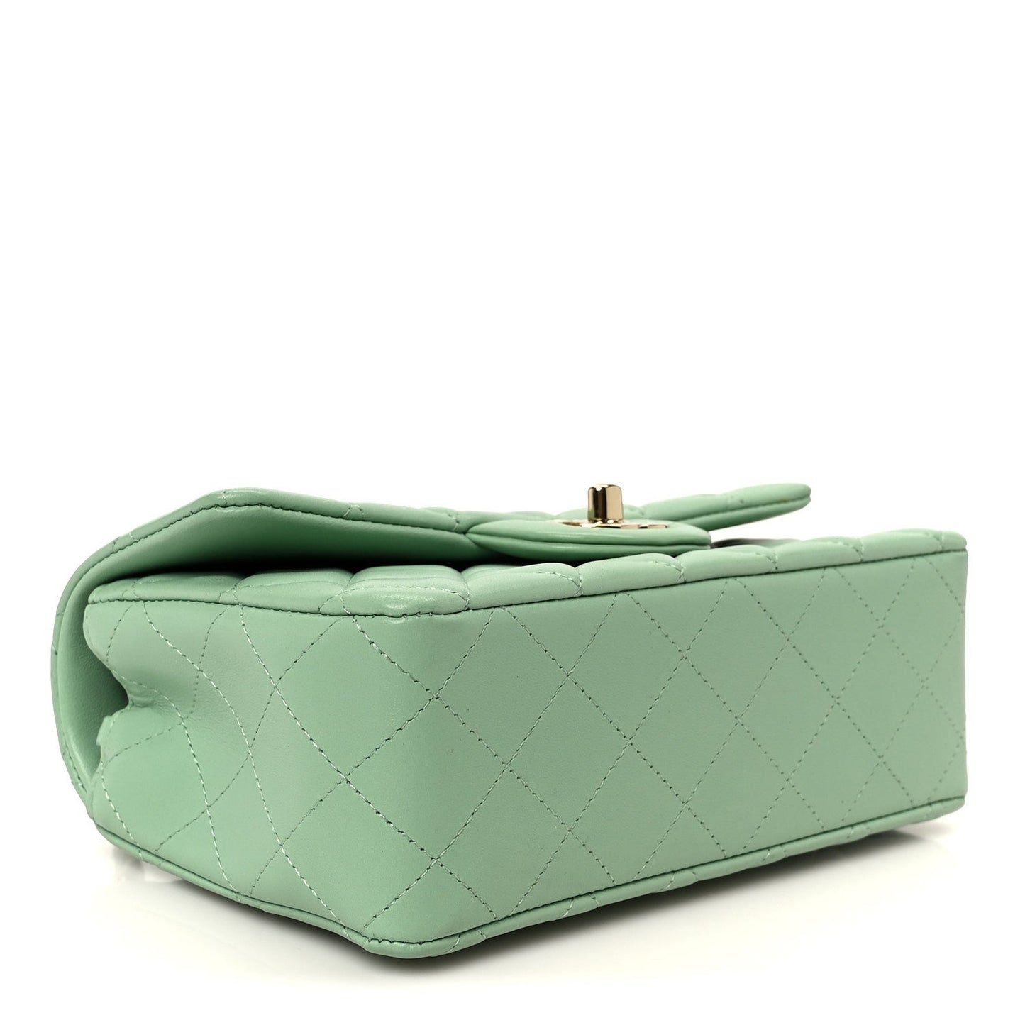 Lambskin Quilted Mini Rectangular Flap Green