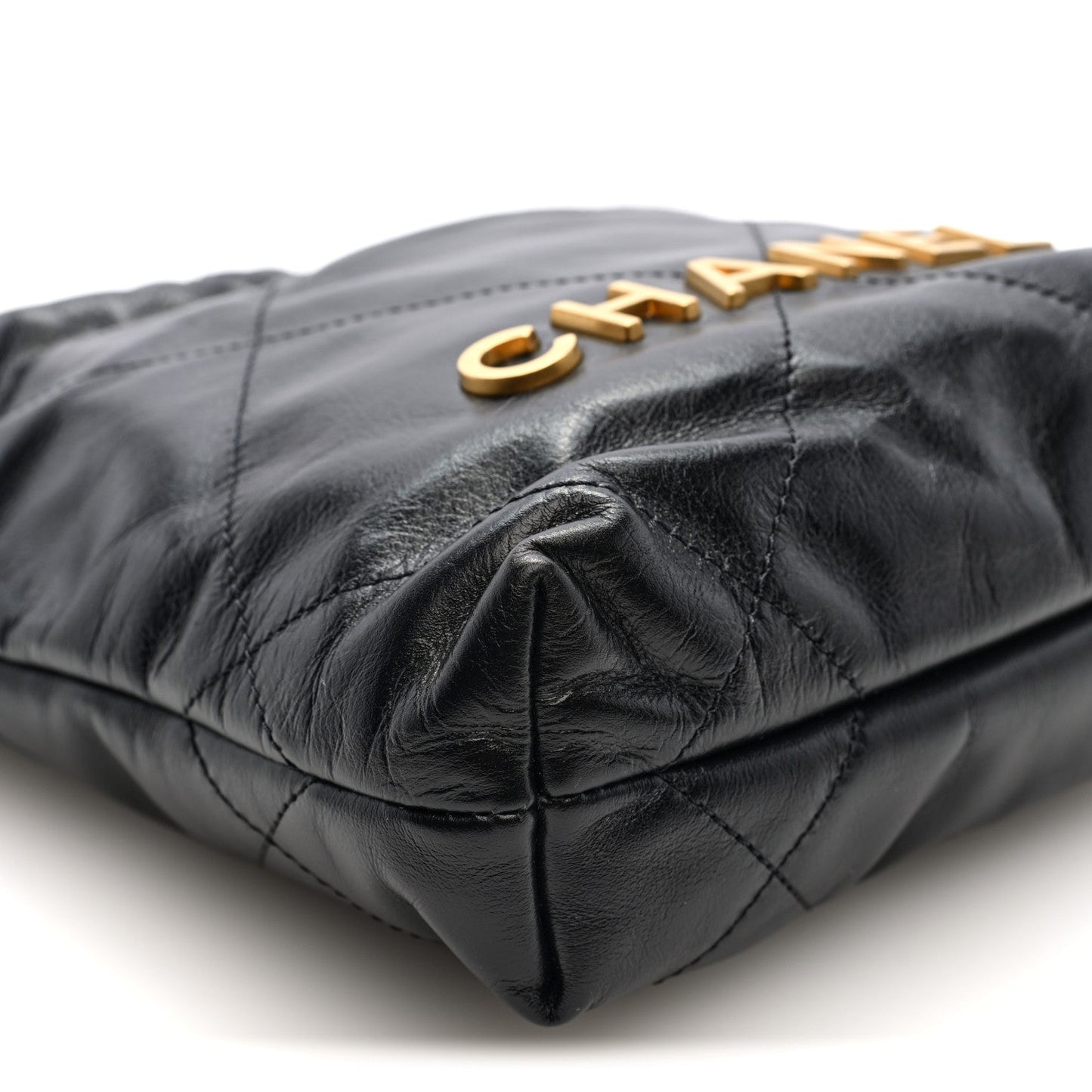Shiny Calfskin Quilted Mini Chanel 22 Black