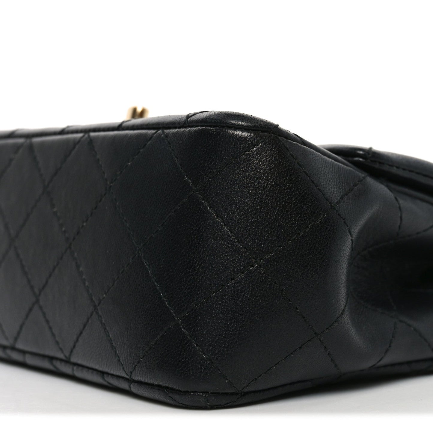 Lambskin Quilted Mini Rectangular Flap Black
