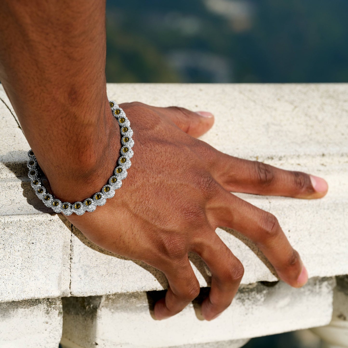 Canary Iced Multi Dimensional Bangle Bracelet in White Gold