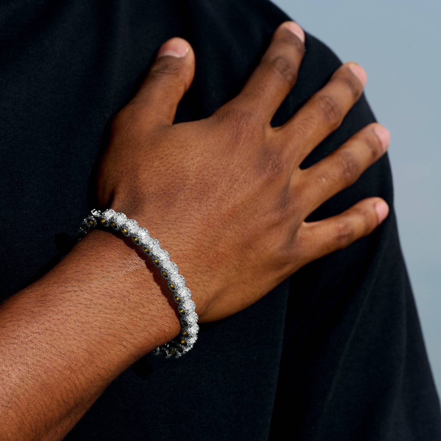 Canary Iced Multi Dimensional Bangle Bracelet in White Gold