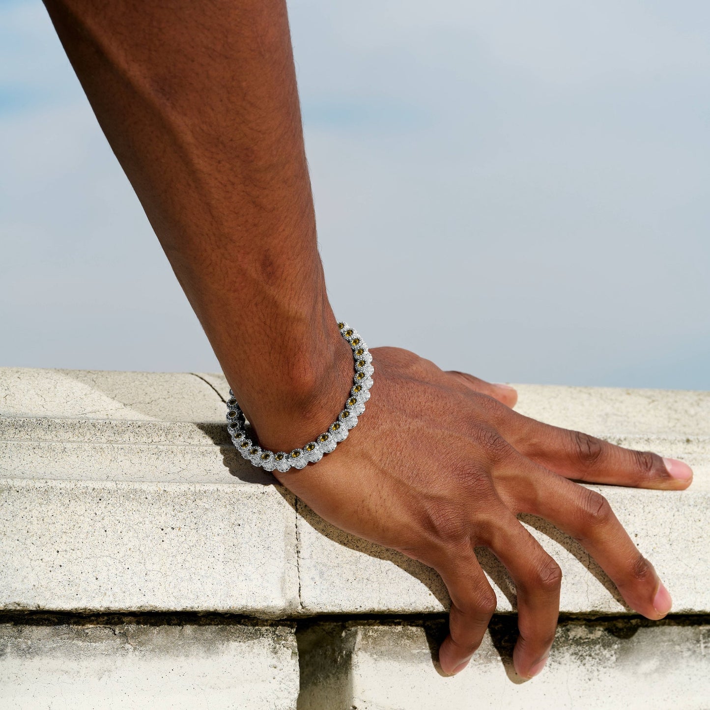 Canary Iced Multi Dimensional Bangle Bracelet in White Gold