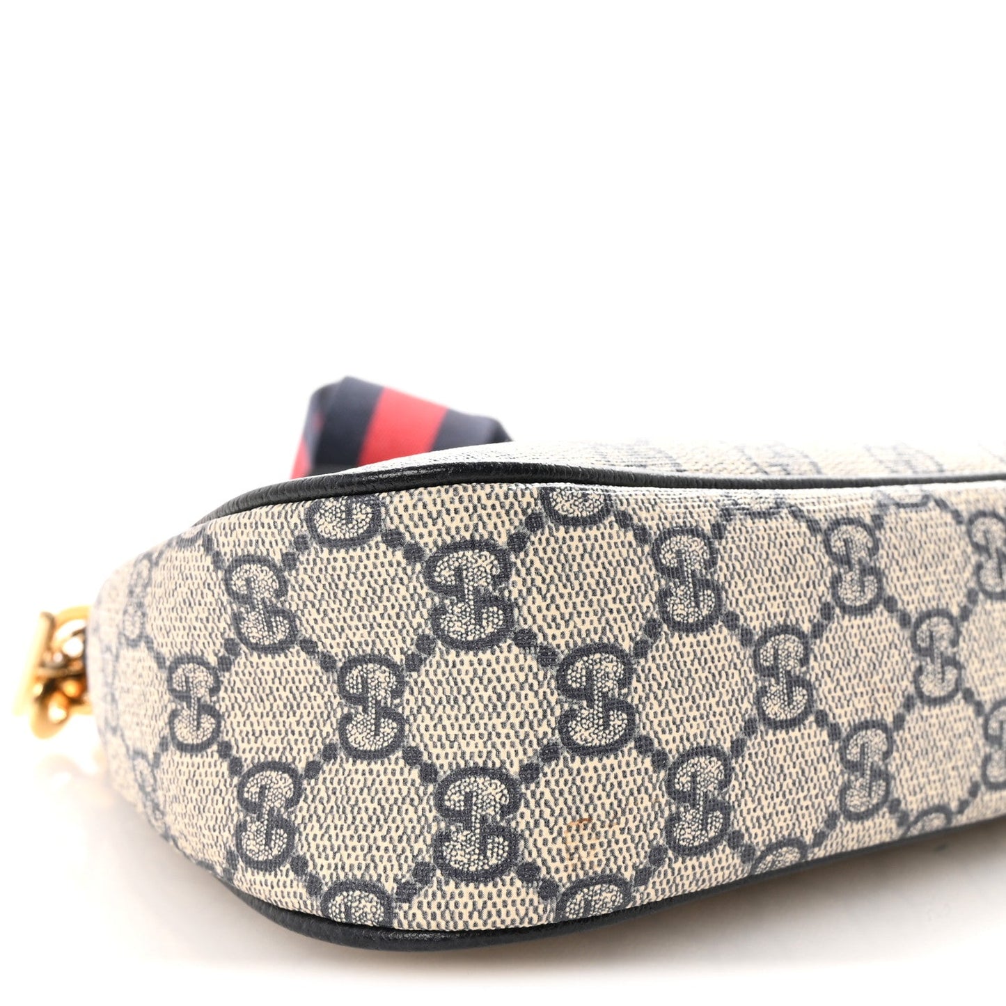 GG Supreme Monogram Textured Dollar Calfskin Web Small Ophidia GG Handbag Beige Blue