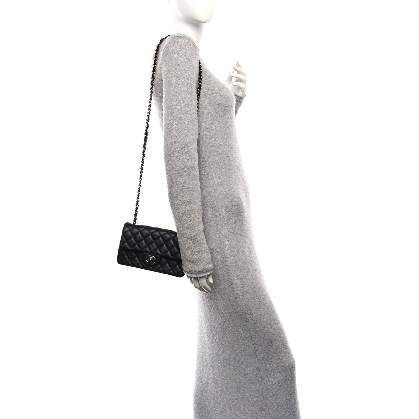 Lambskin Quilted Mini Rectangular Flap Black