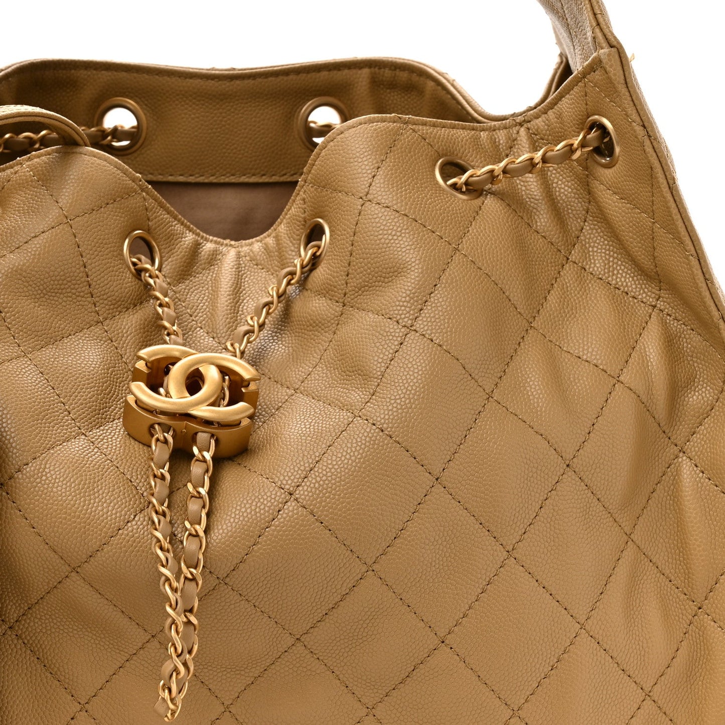 Caviar Quilted Medium Chanel 25 Handbag Dark Beige