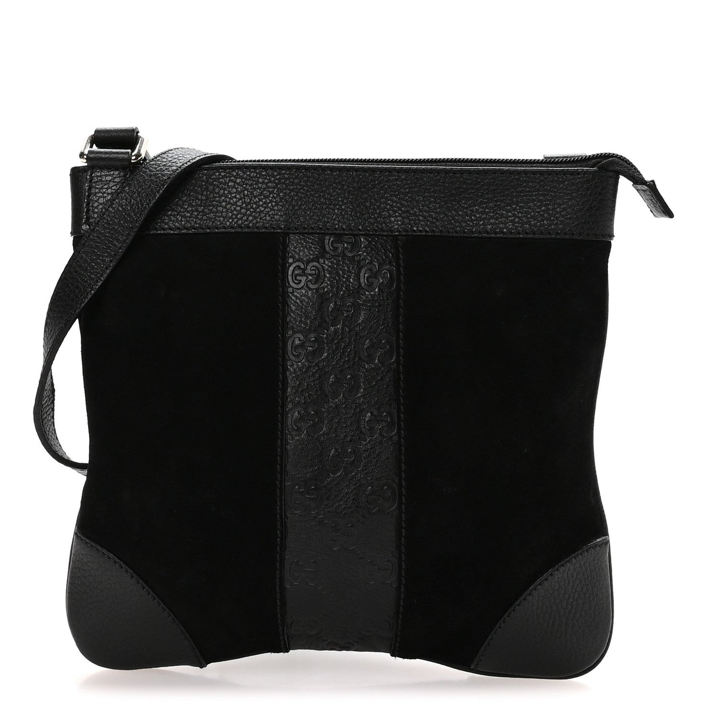 Guccissima Suede Crossbody Bag Black