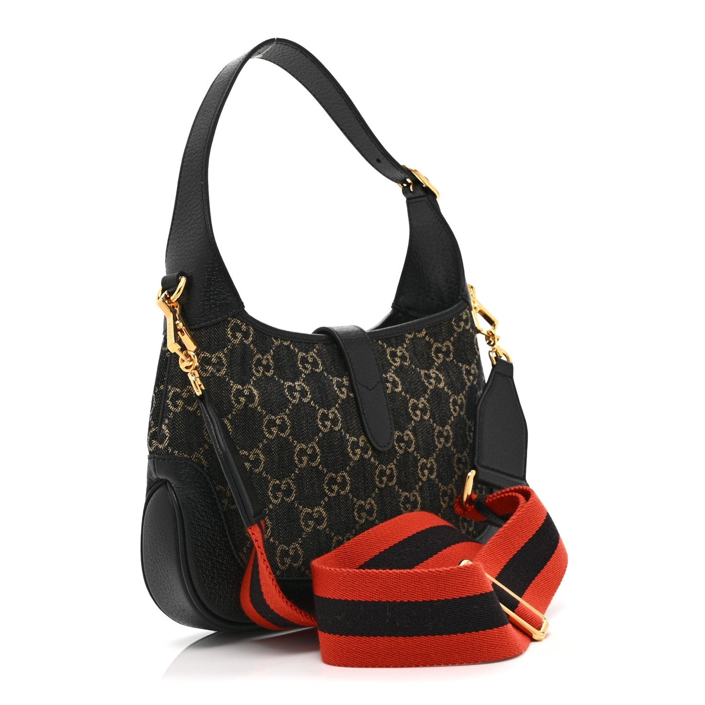 Jacquard Denim GG Monogram Small Jackie 1961 Hobo Black Ivory