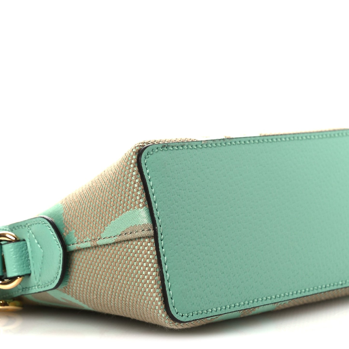 Monogram Jumbo GG Textured Dollar Calfskin Small Ophidia Dome Shoulder Bag Beige Pepperlight Mint