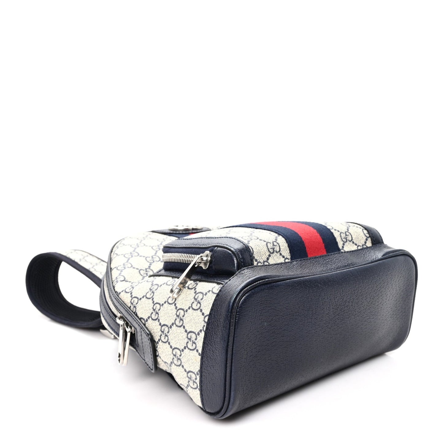 GG Supreme Monogram Textured Dollar Calfskin Web Small Ophidia Day Backpack Beige Blue Black