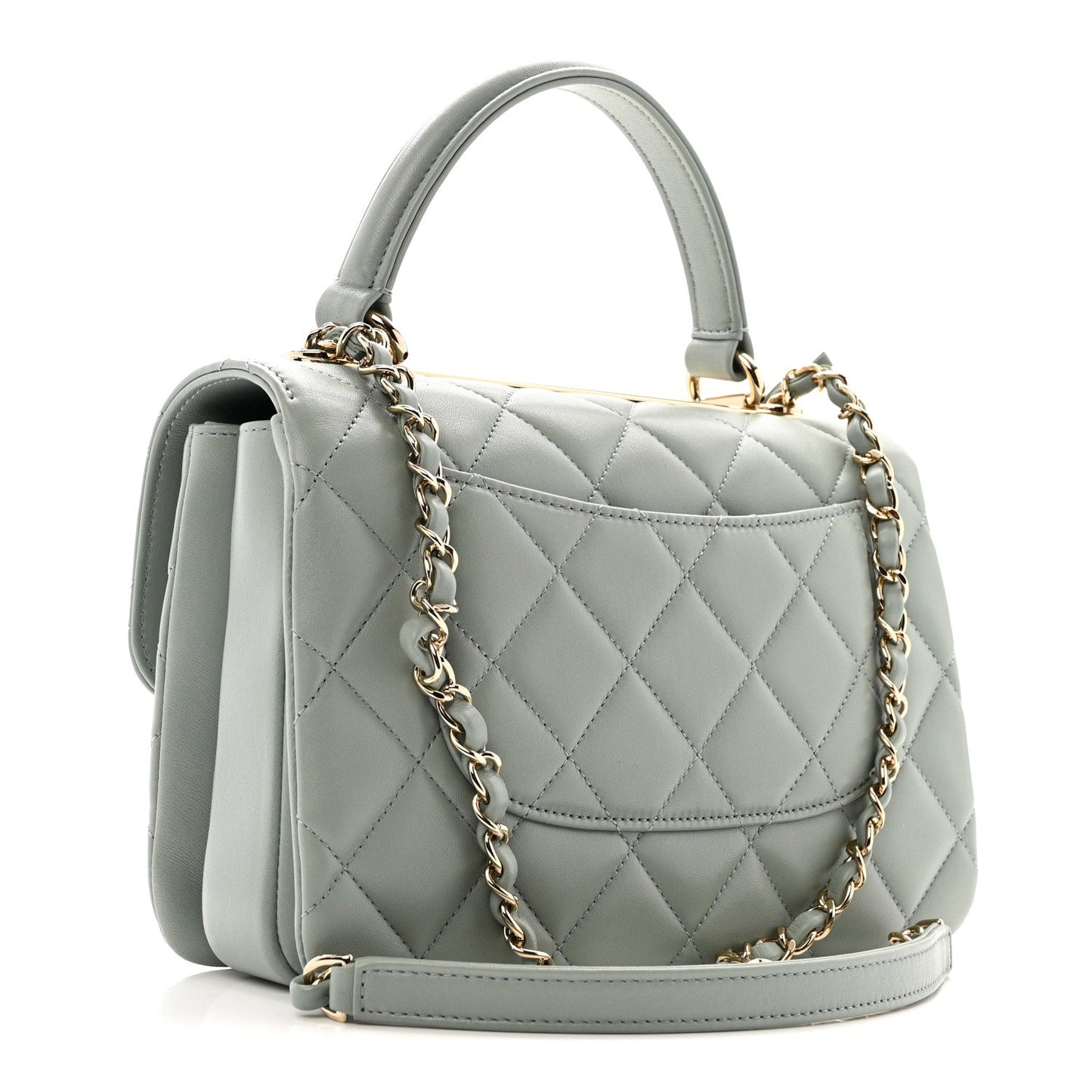 Lambskin Quilted Small Trendy CC Flap Dual Handle Bag Grey