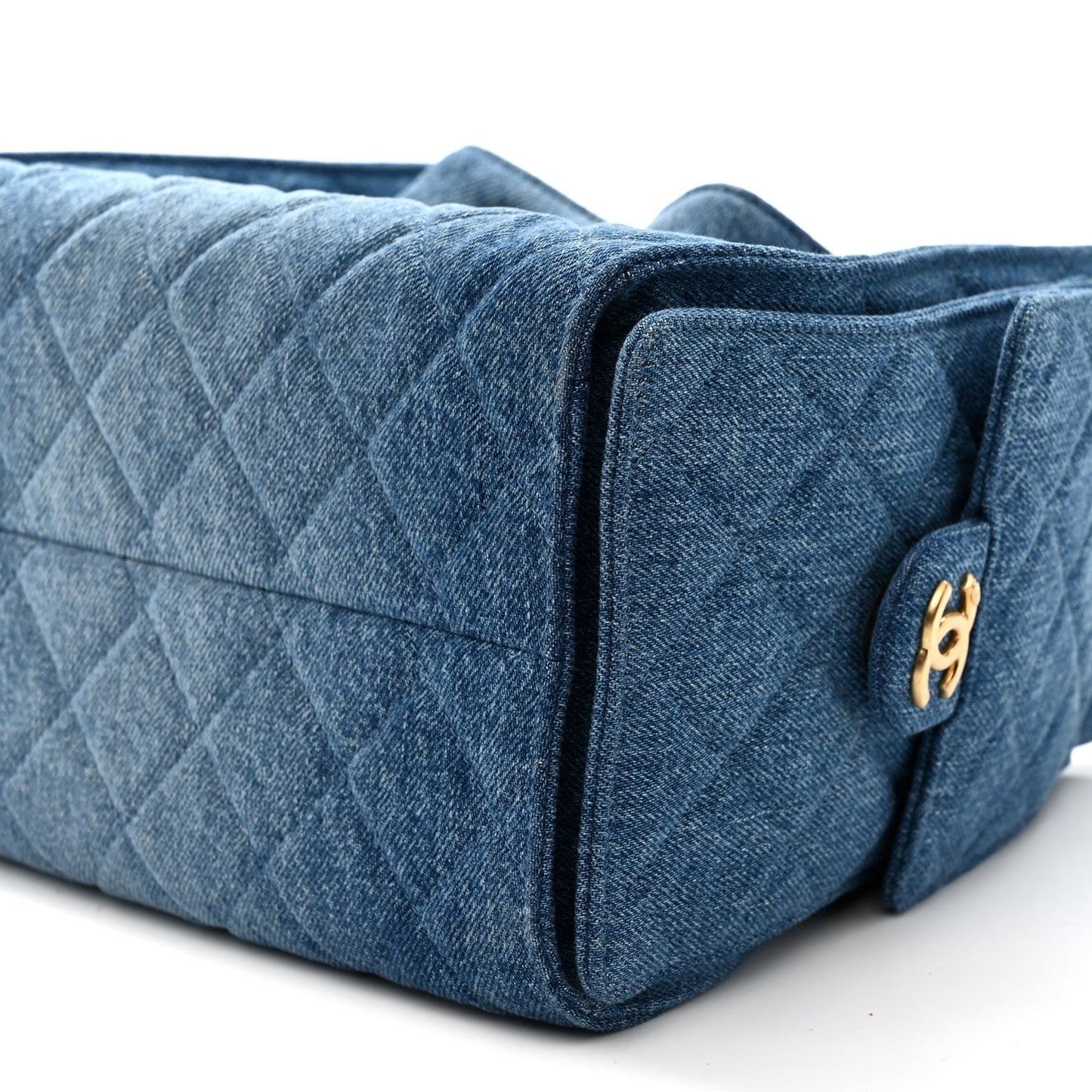 Washed Denim Quilted Small Chanel 25 Handbag Blue