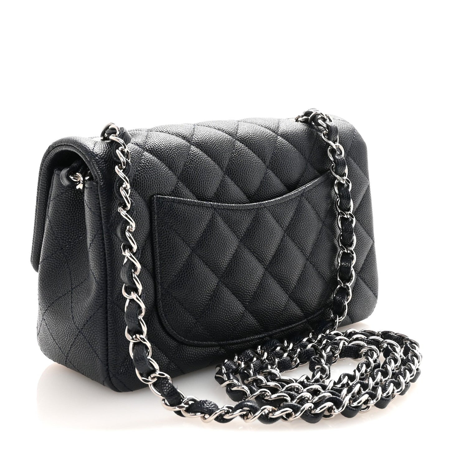 Caviar Quilted Mini Rectangular Flap Navy