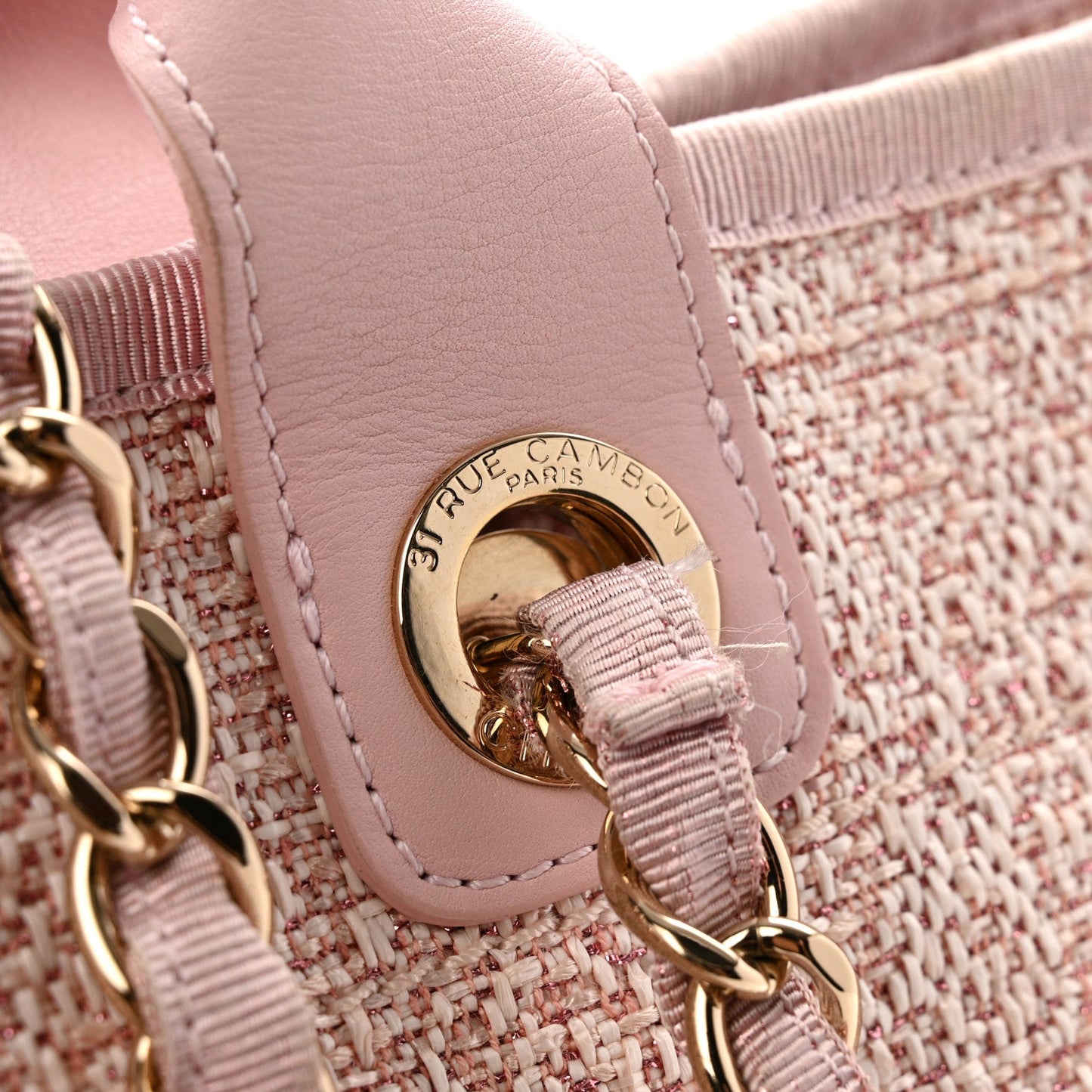 Lurex Boucle Deauville Medium Tote Pink