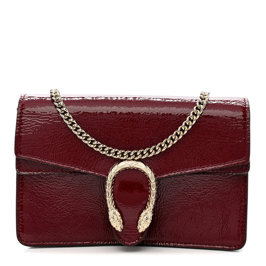 Crinkled Patent Mini Dionysus Shoulder Bag Rosso Ancora Red