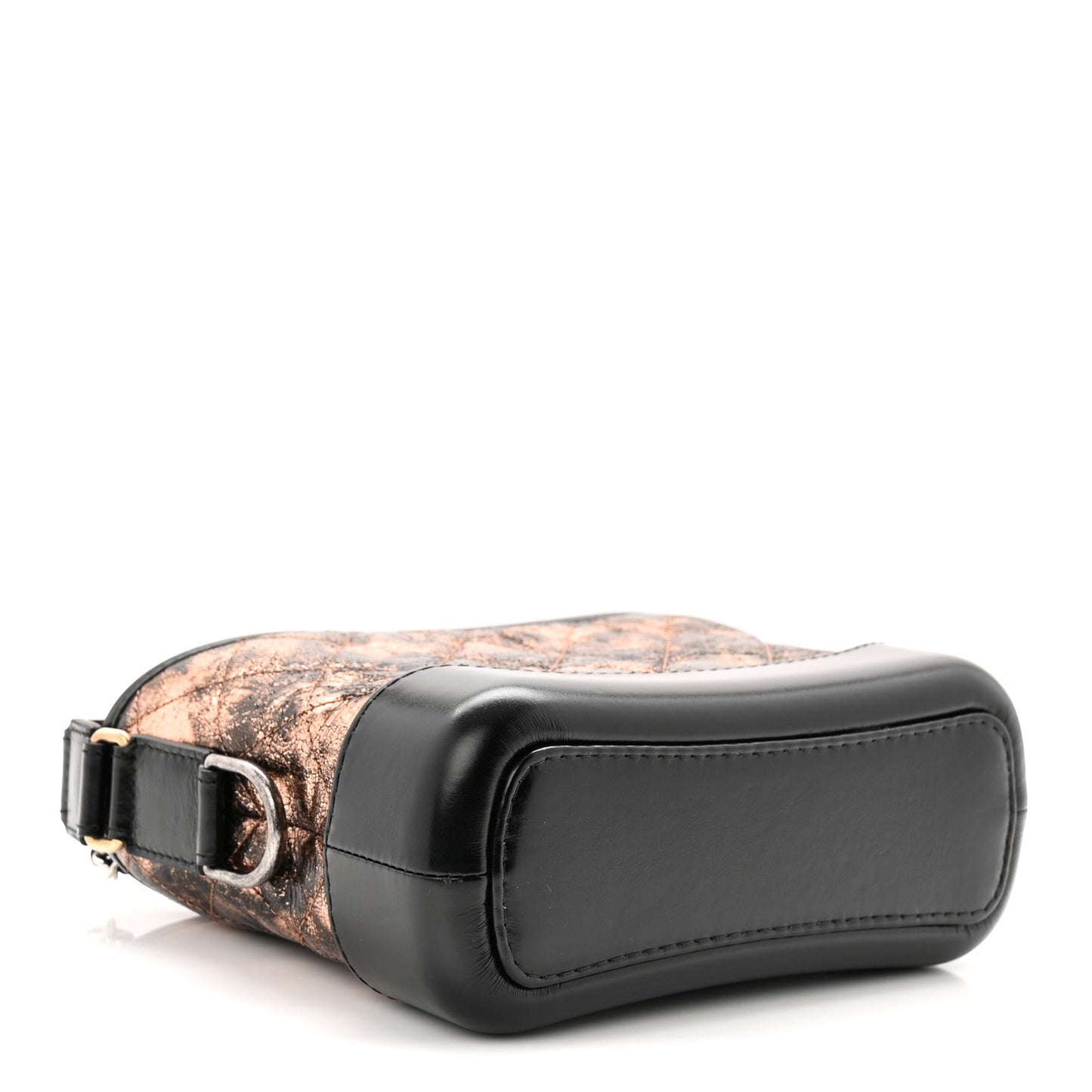Metallic Crumpled Goatskin Quilted Small Gabrielle Hobo Black Rose Gold