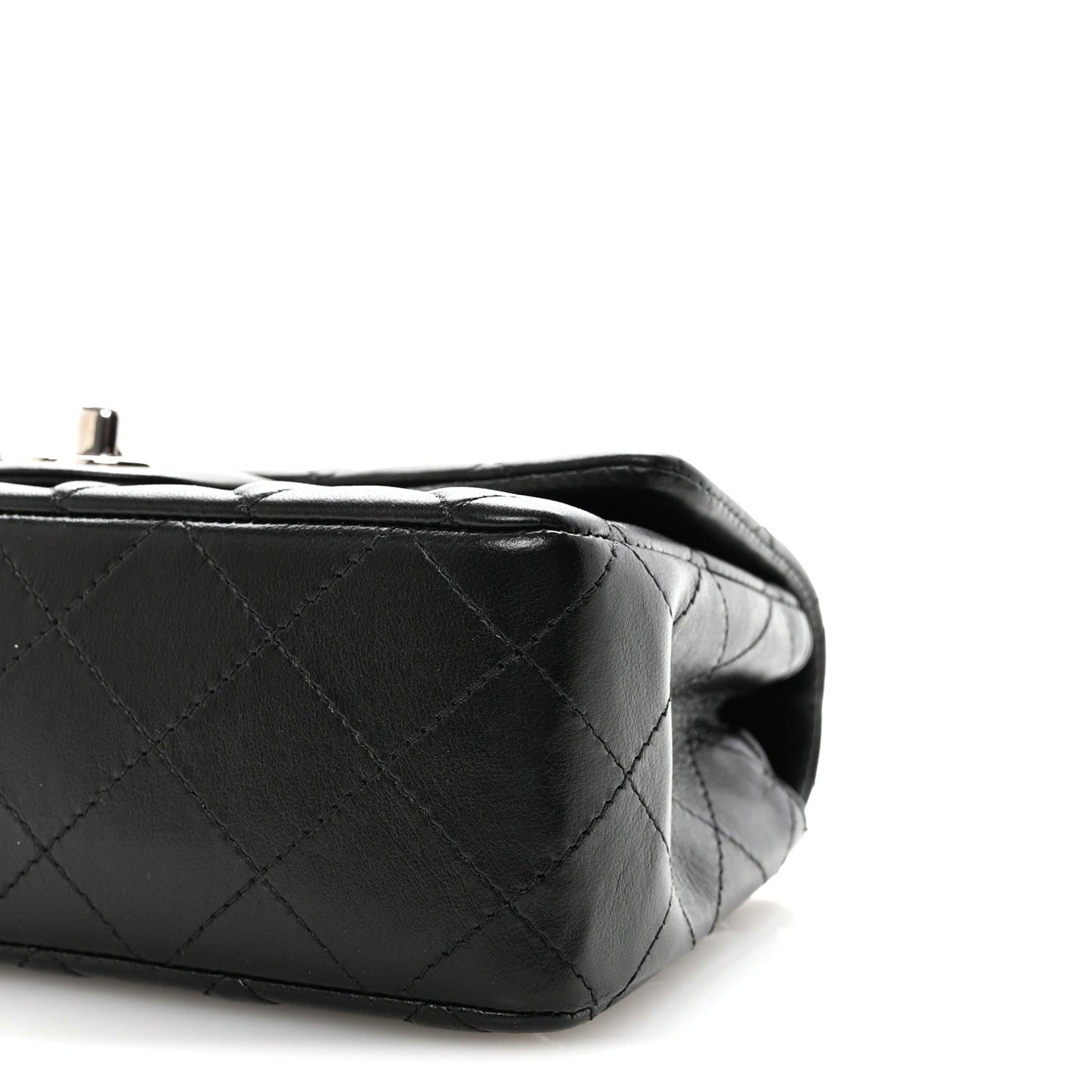 Lambskin Quilted Mini Rectangular Flap Black