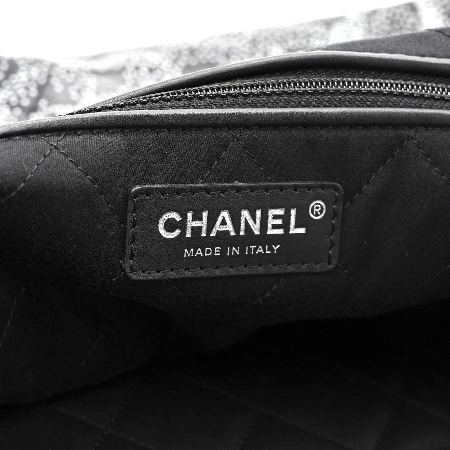 Printed Calfskin Quilted Chanel 22 Black