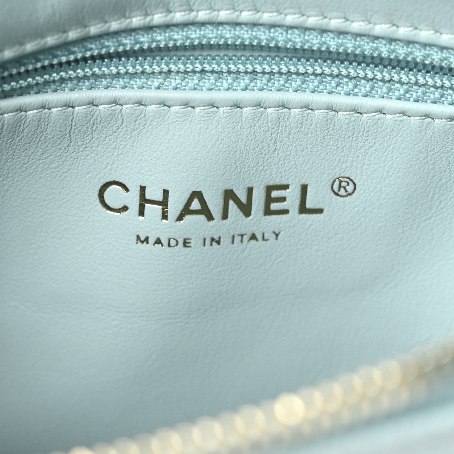 Caviar Quilted Filigree Waist Bag Light Blue