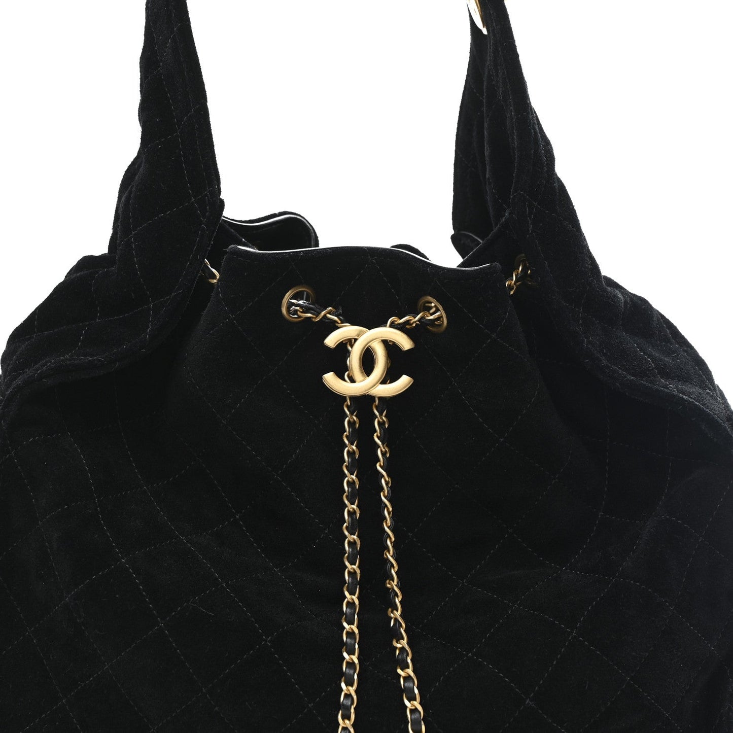Suede Quilted Medium Chanel 25 Handbag Black