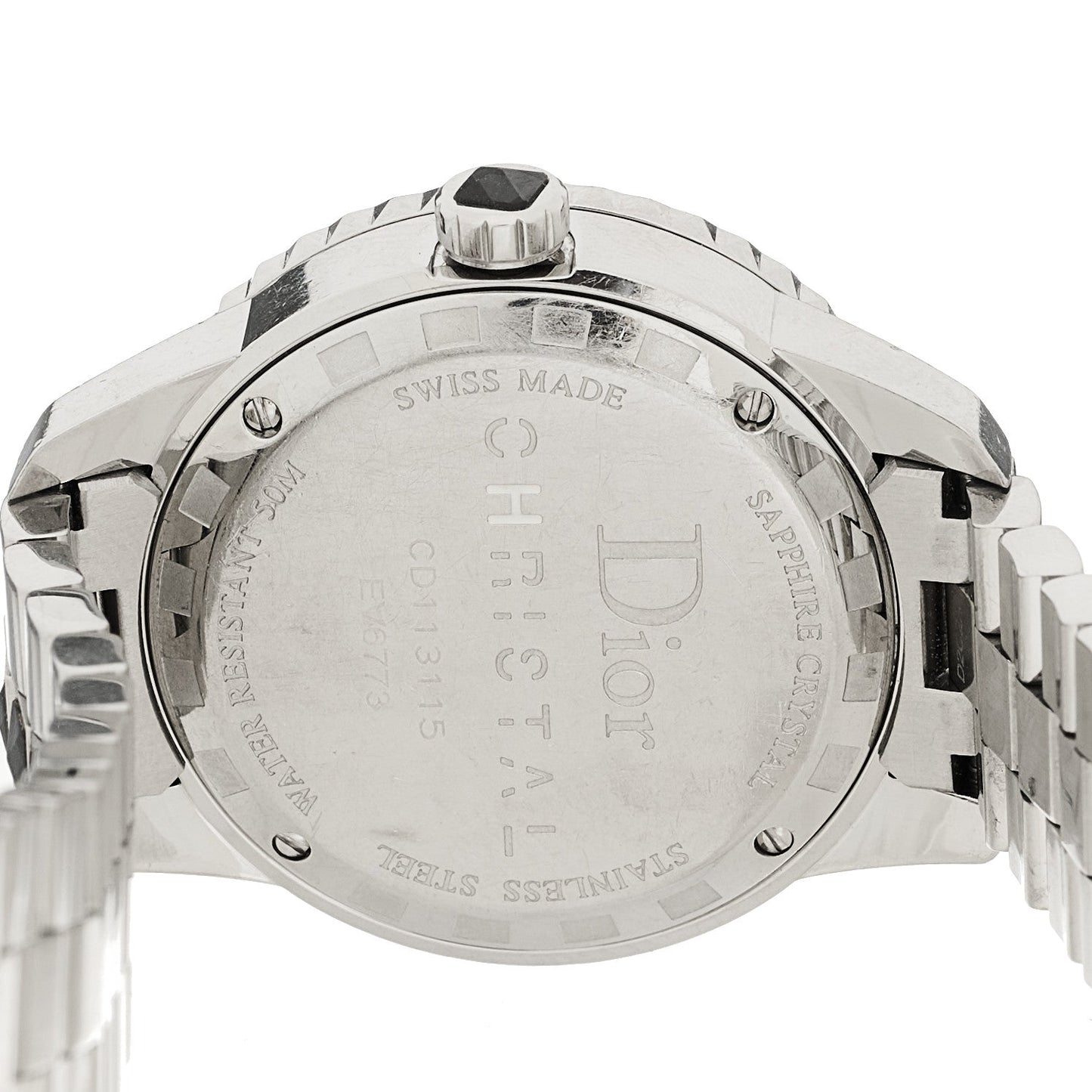 Stainless Steel Diamond Sapphire 33mm Christal Quartz Watch Black