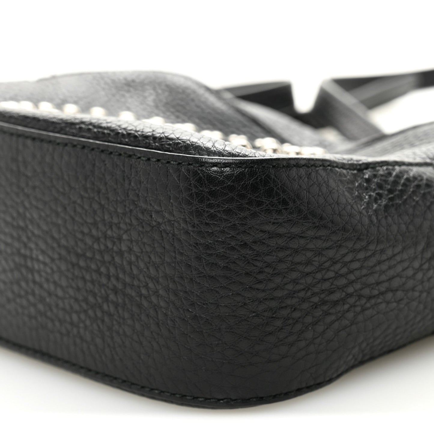 Pebbled Calfskin Studded Small Soho Disco Bag Black