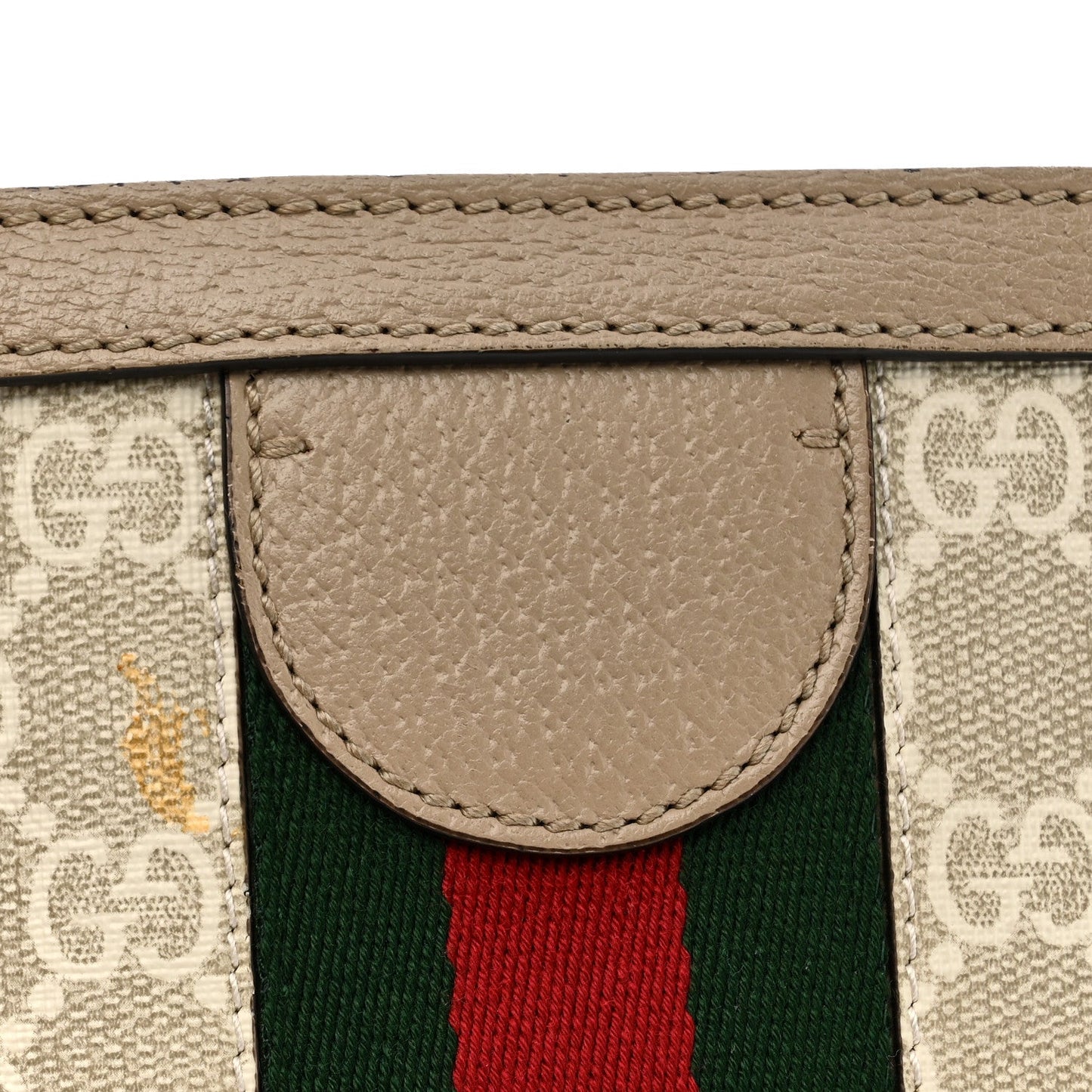 GG Supreme Monogram Textured Dollar Calfskin Web Medium Ophidia Shopping Tote Beige Mystic White Oatmeal