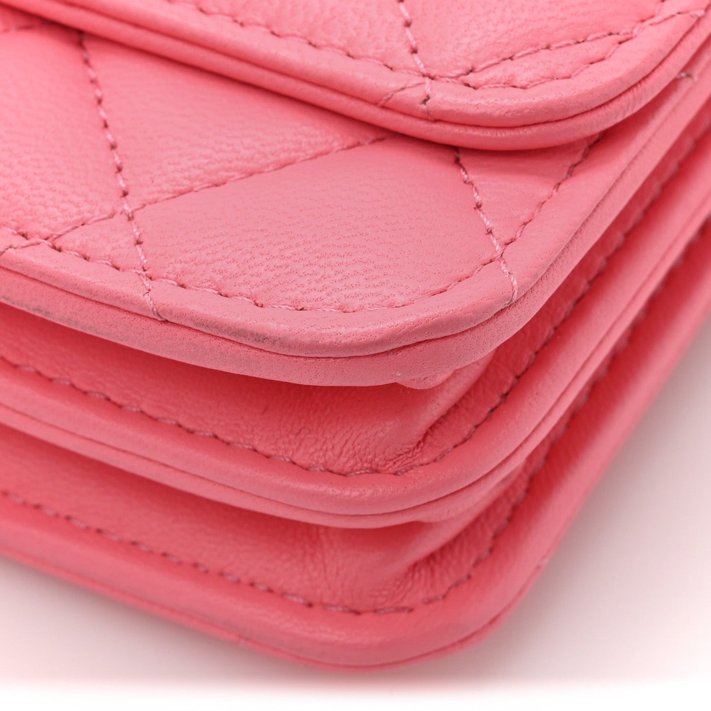 Lambskin Quilted Mini Trendy CC Wallet On Chain WOC Pink