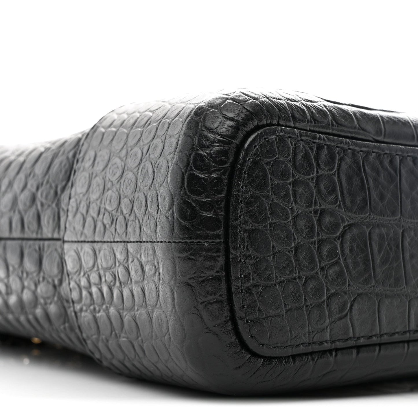 Crocodile Embossed Calfskin Medium Gabrielle Cocodile Hobo Black