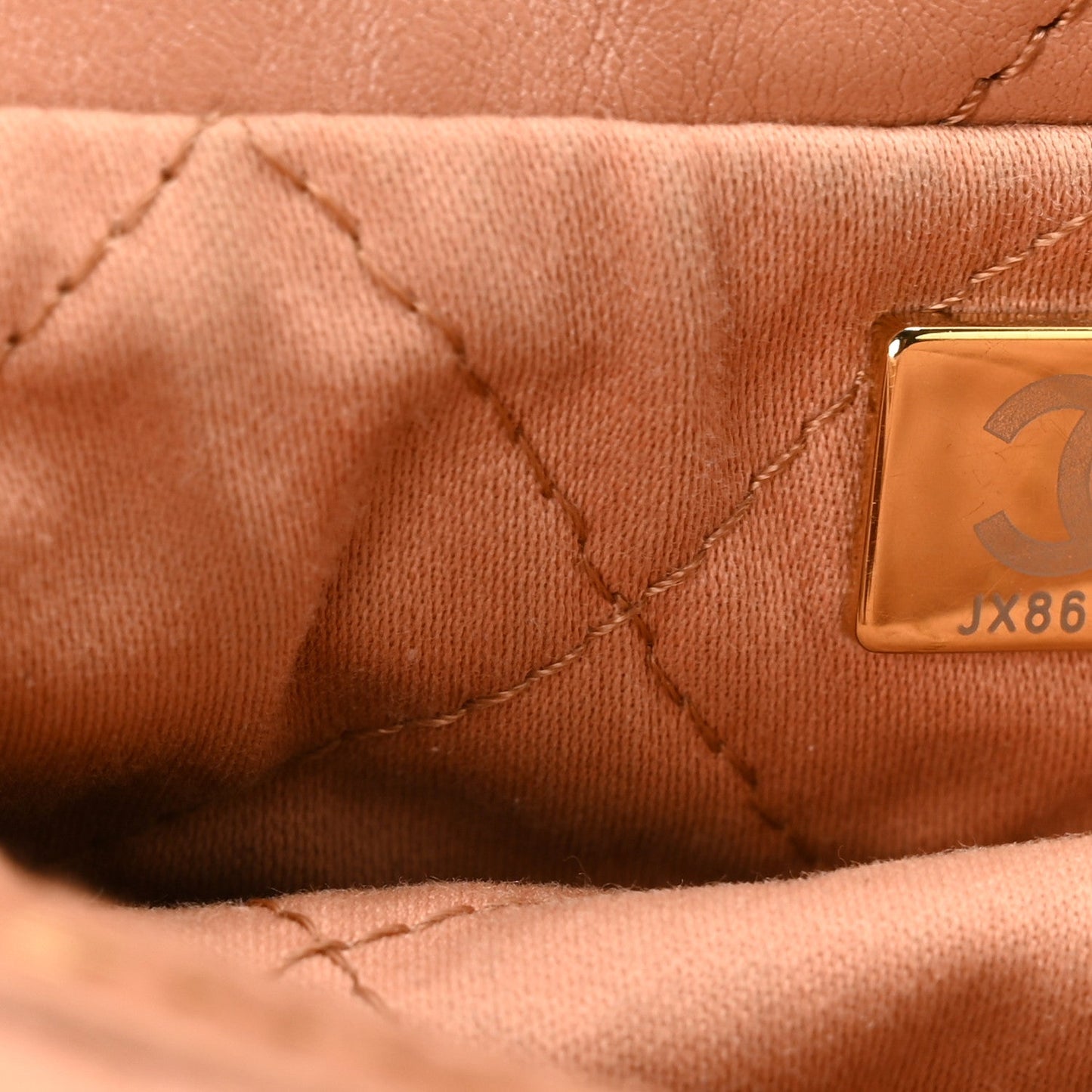 Shiny Calfskin Quilted Chanel 22 Camel
