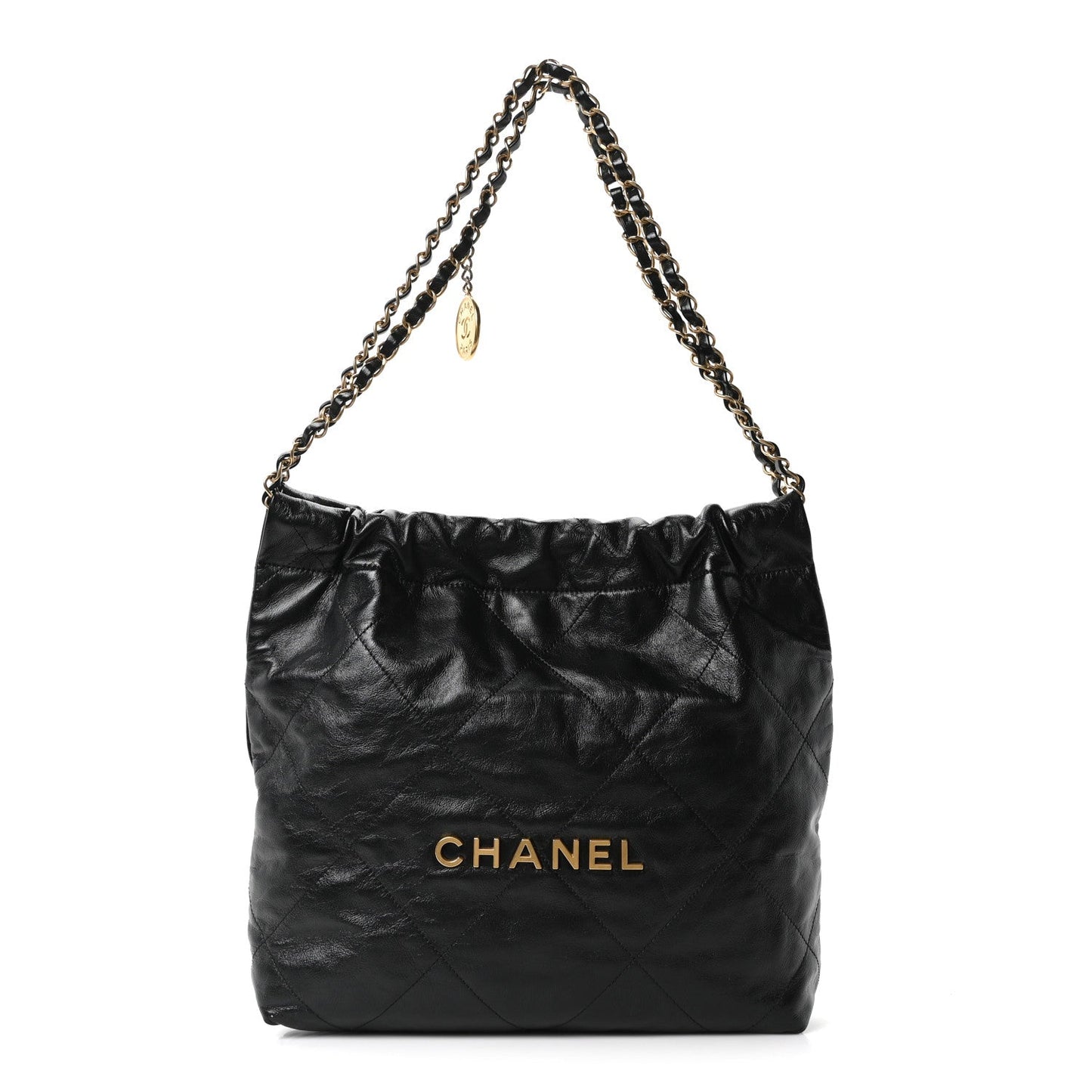 Shiny Calfskin Quilted Small Chanel 22 Black