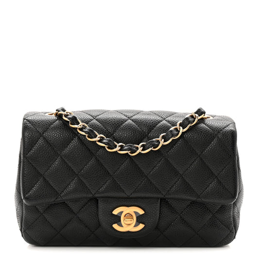 Caviar Quilted Mini Rectangular Flap Black