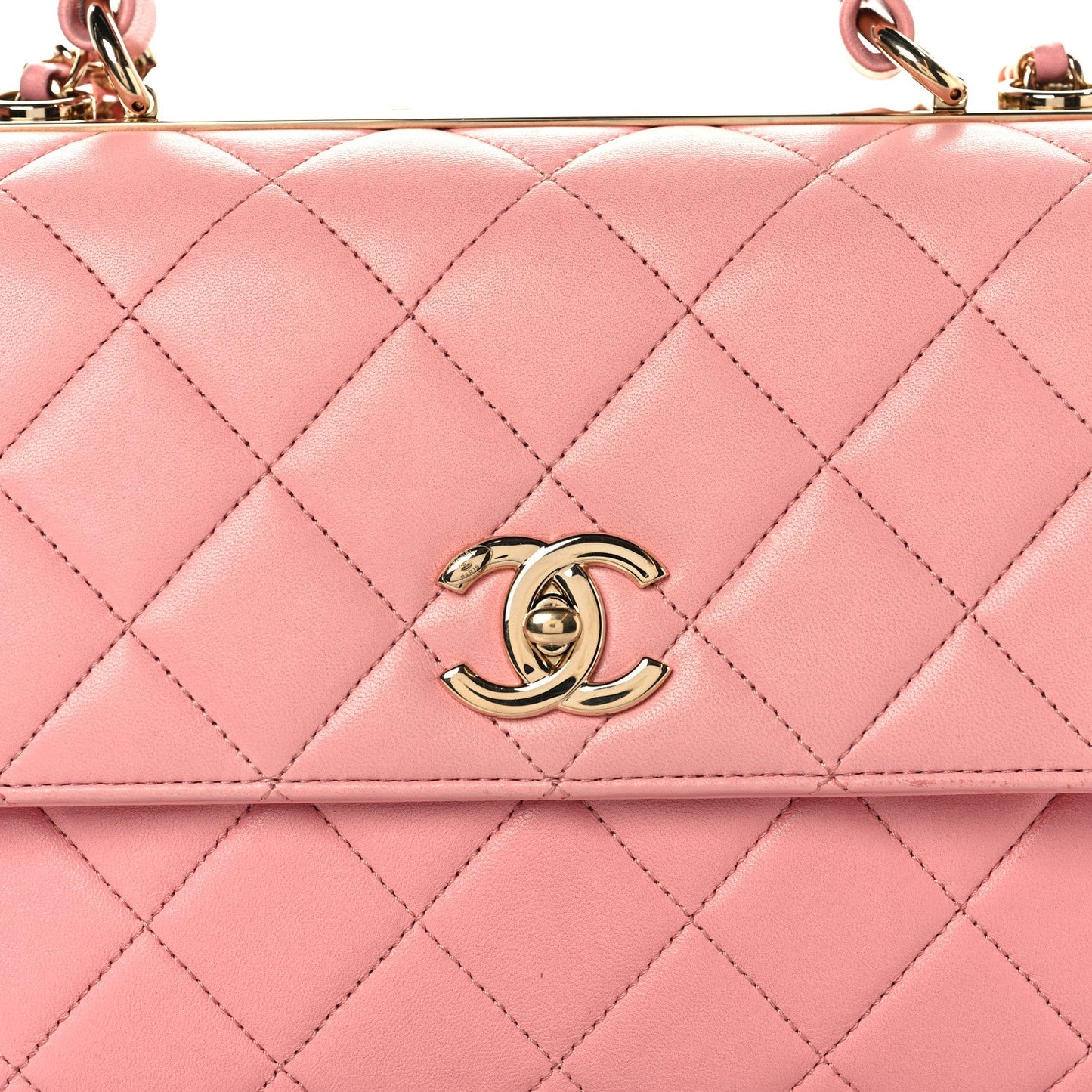 Lambskin Quilted Medium Trendy CC Flap Dual Handle Bag Pink