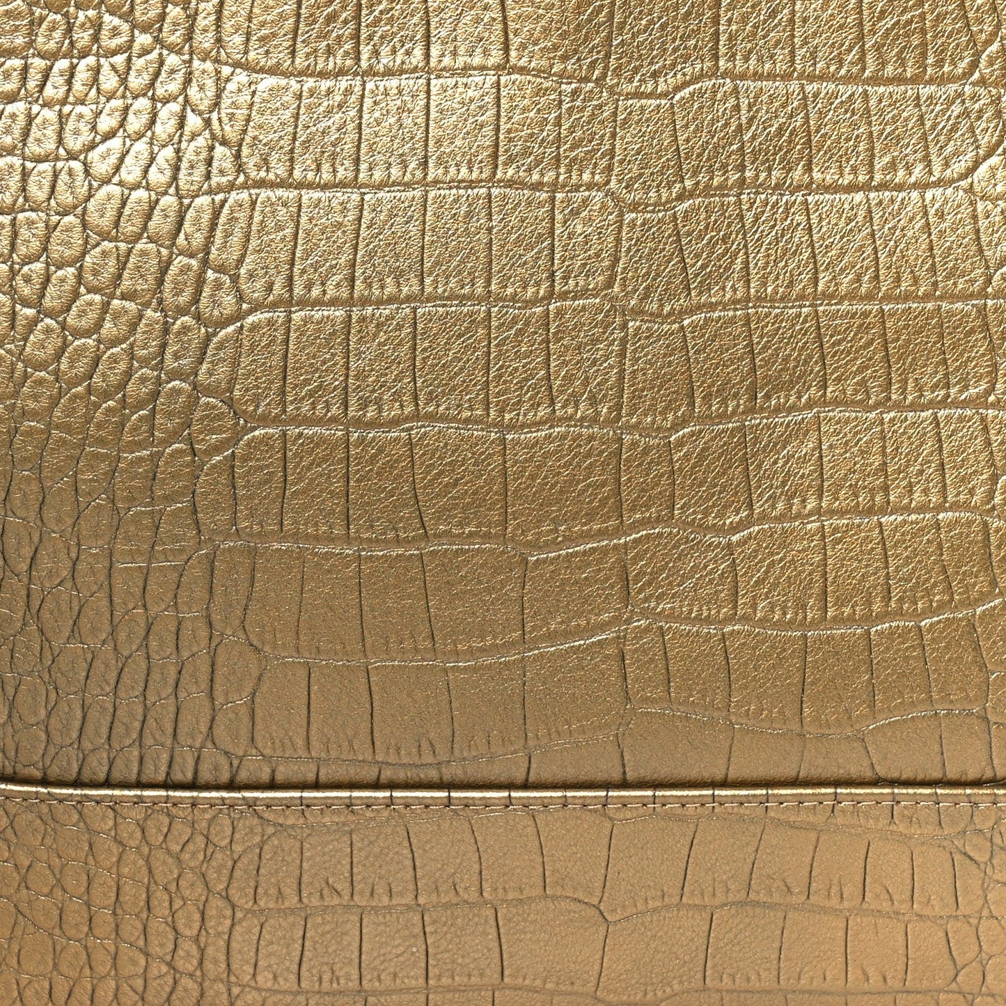 Metallic Calfskin Crocodile Embossed Medium Gabrielle Cosmetic Case Gold