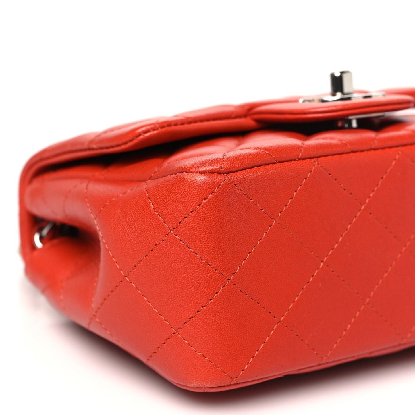 Lambskin Quilted Mini Square Flap Orange