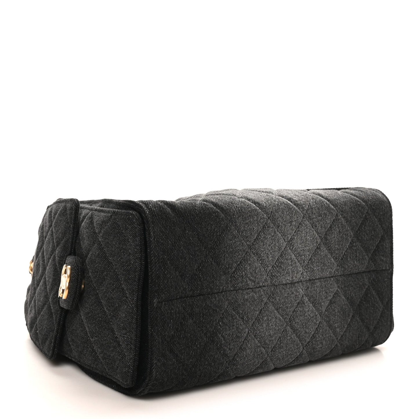 Washed Denim Quilted Small Chanel 25 Handbag Black