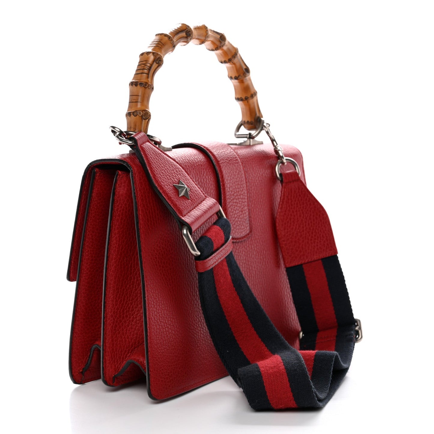 Dollar Calfskin Crystal Web Medium Dionysus Bamboo Top Handle Bag Hibiscus Red Black Diamond