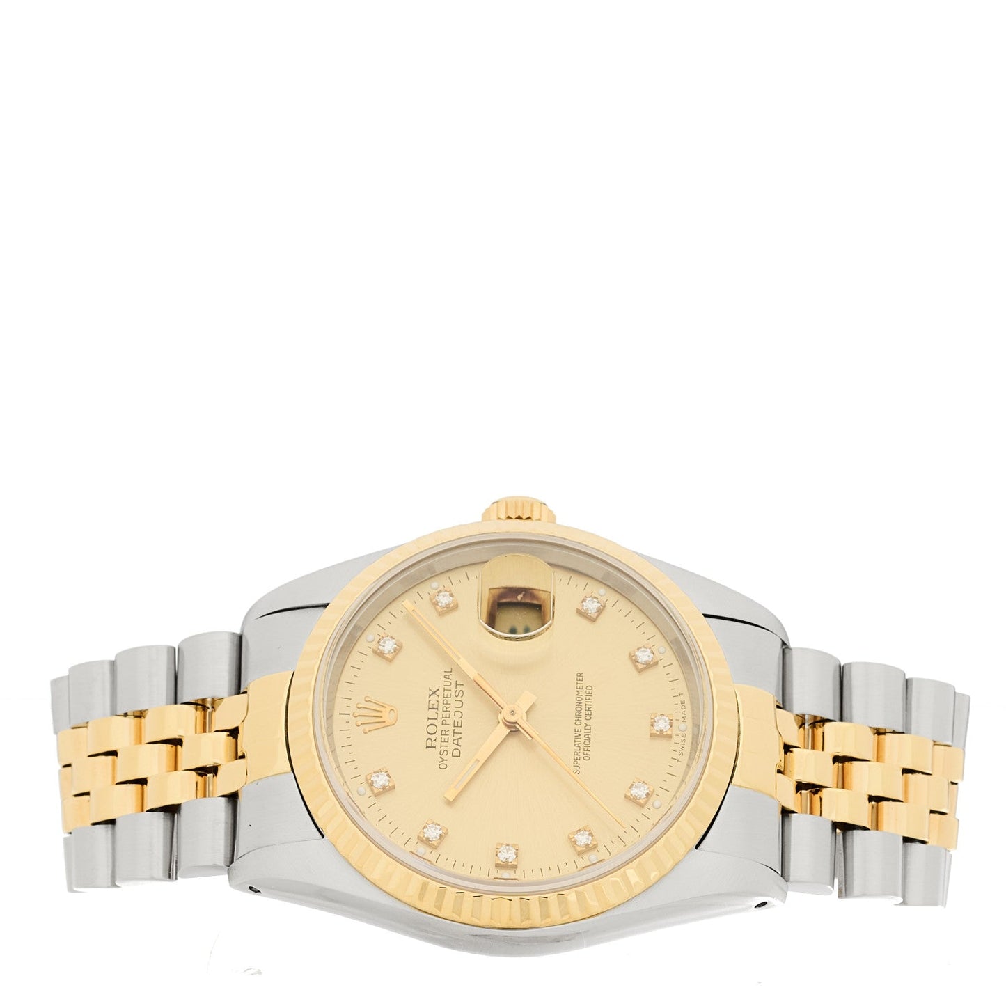 Stainless Steel 18K Yellow Gold Diamond 36mm Oyster Perpetual Datejust Watch Champagne 16233