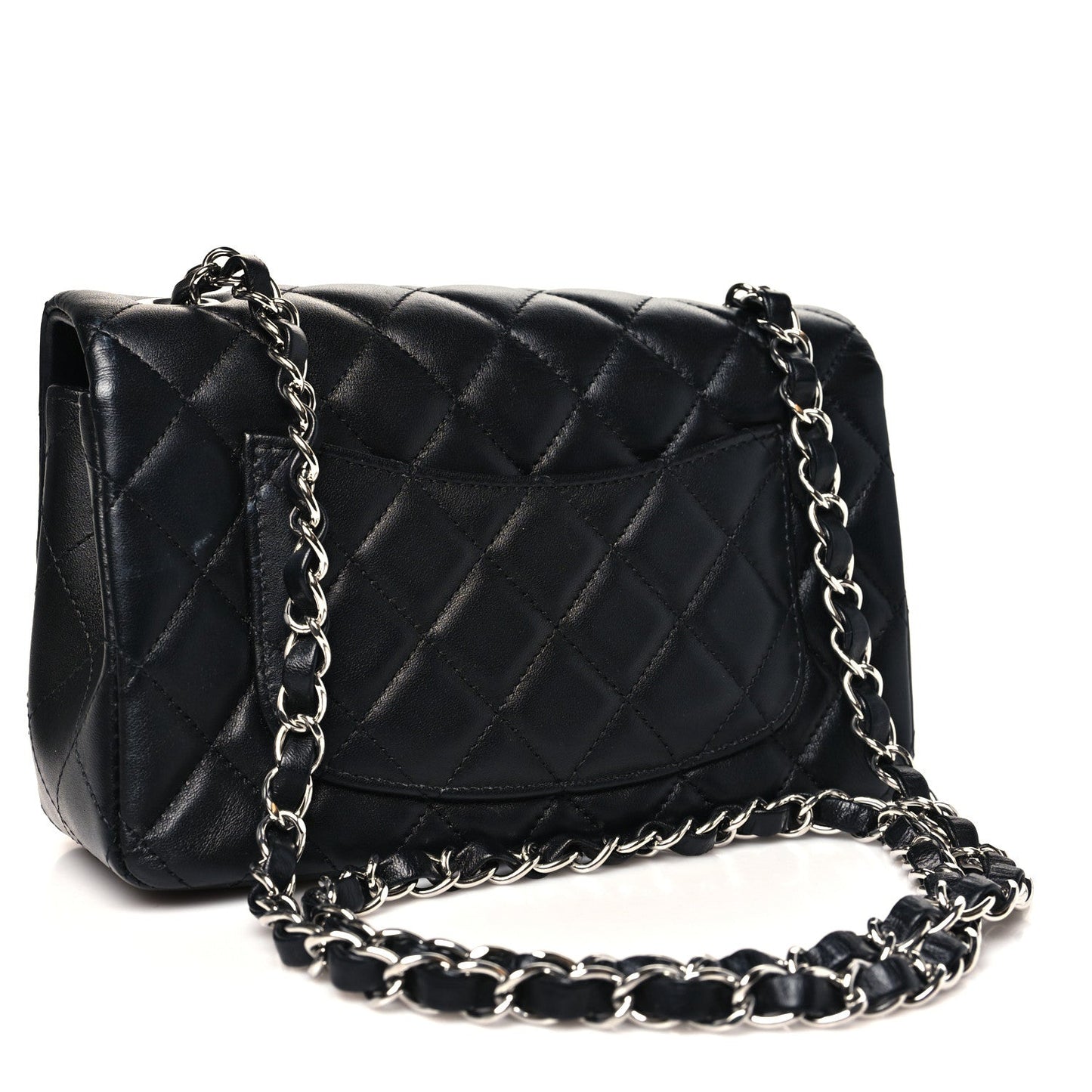 Lambskin Quilted Mini Rectangular Flap Black