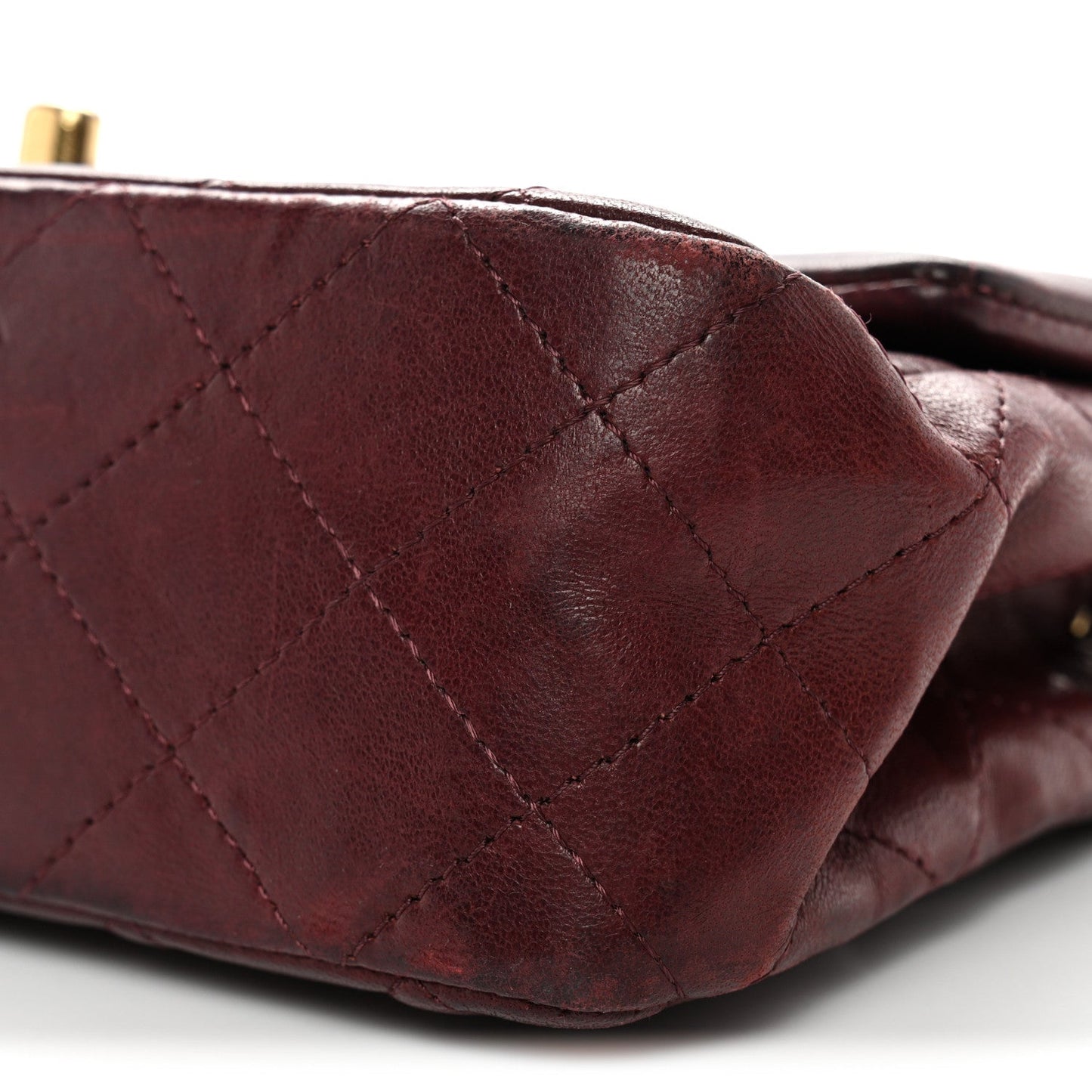 Lambskin Quilted Mini Rectangular Flap Burgundy