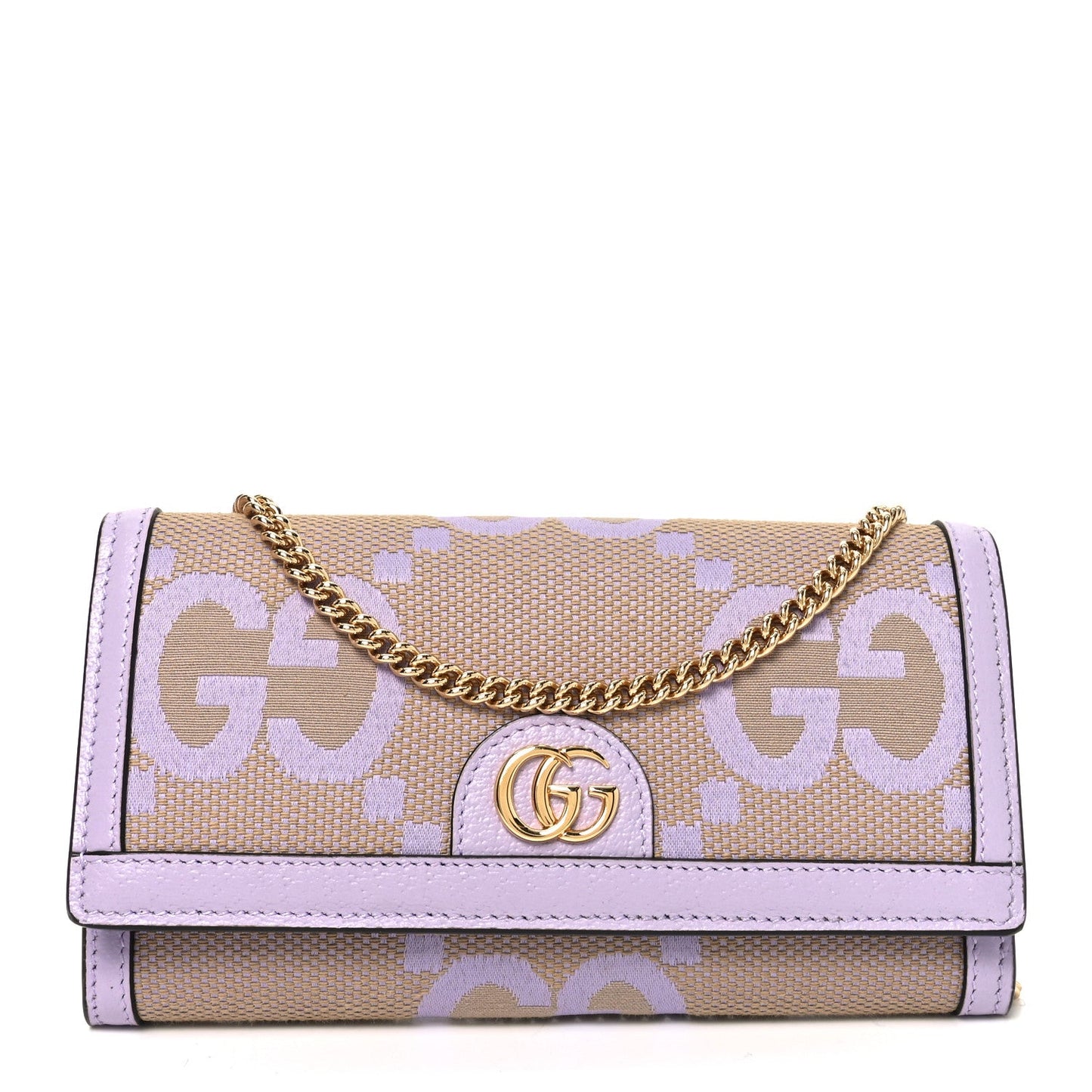 Monogram Jumbo GG Textured Dollar Calfskin Ophidia Continental Wallet On Chain Beige Lapis