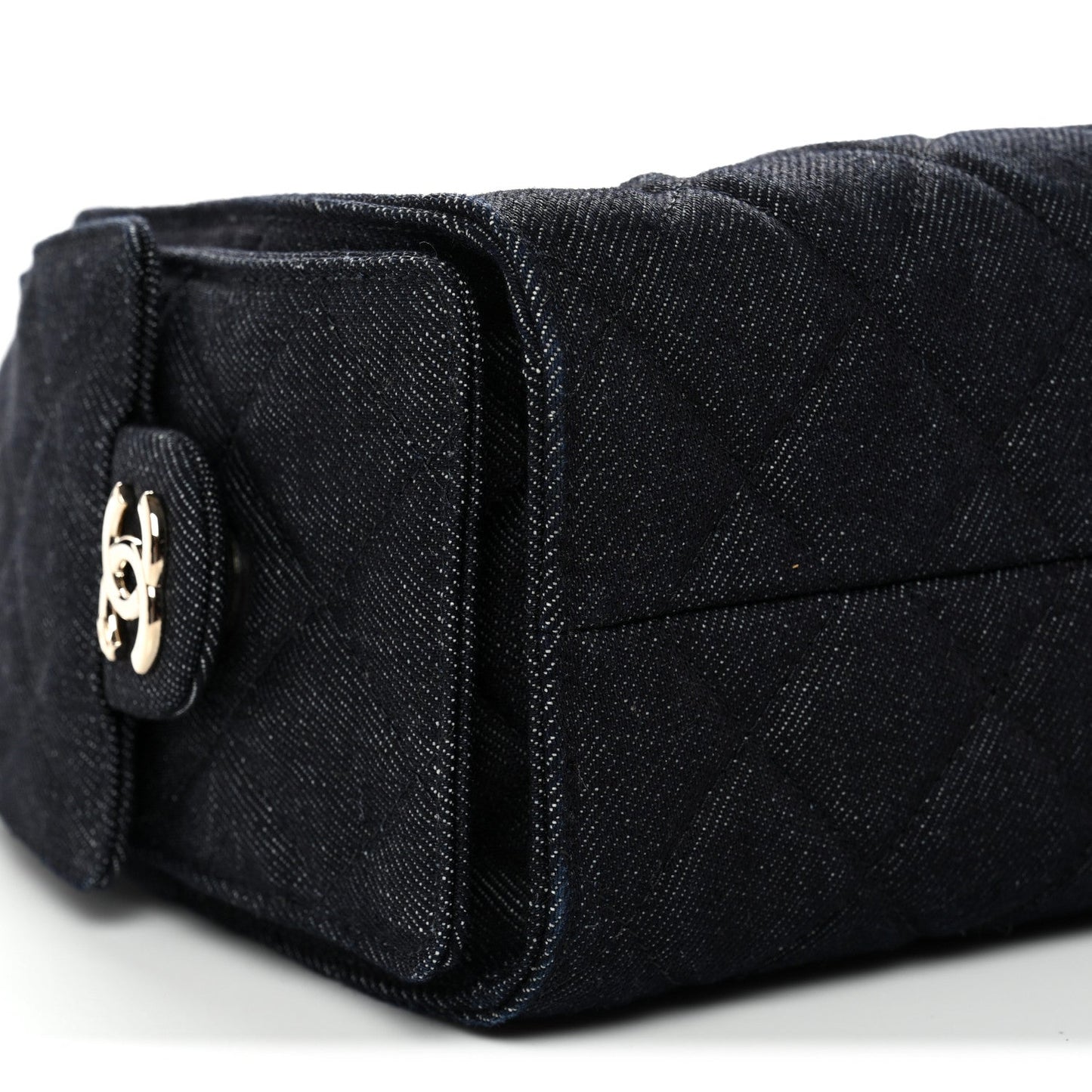 Denim Quilted Mini Chanel 25 Handbag Dark Blue