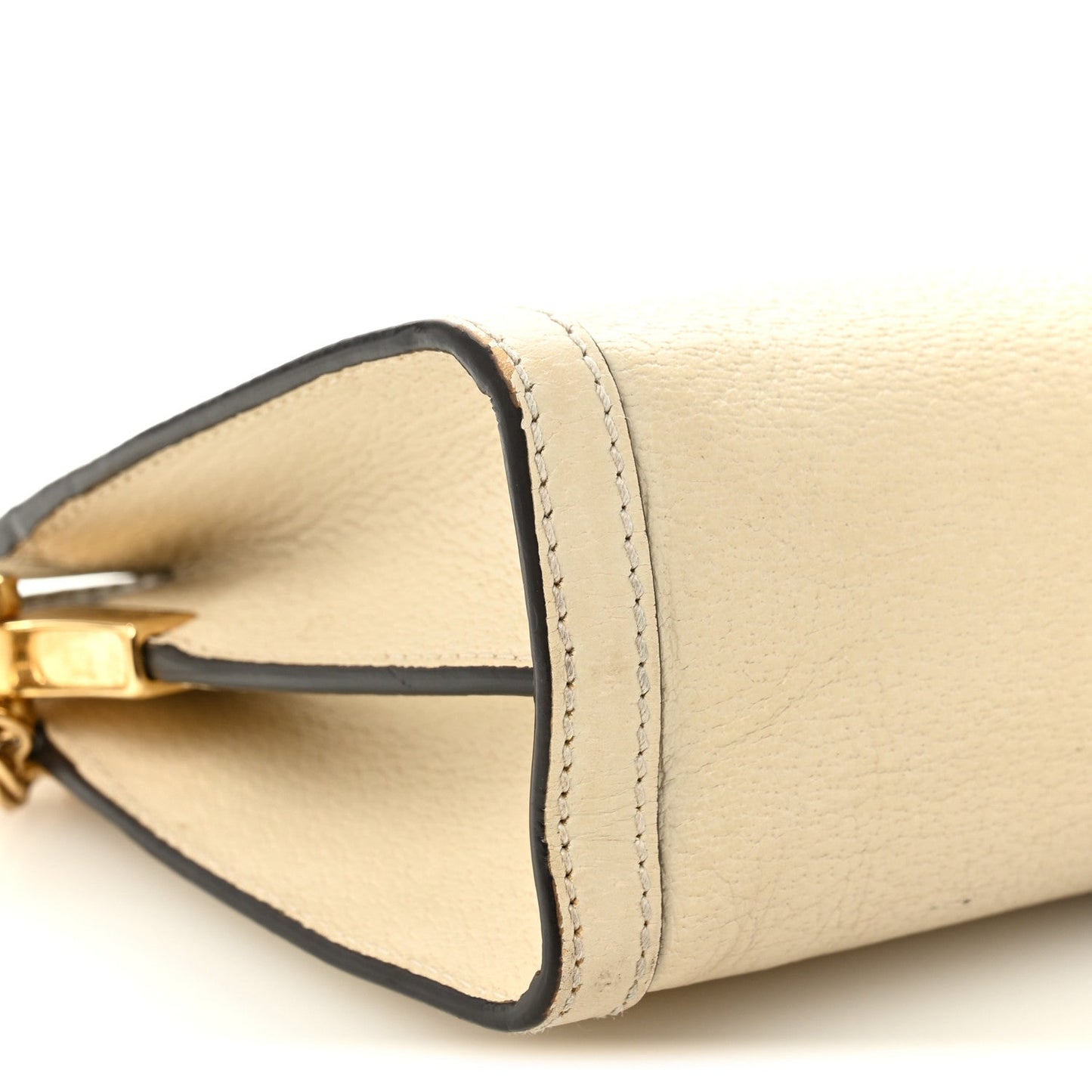 Textured Calfskin Web Small Ophidia Chain Shoulder Bag Mystic White