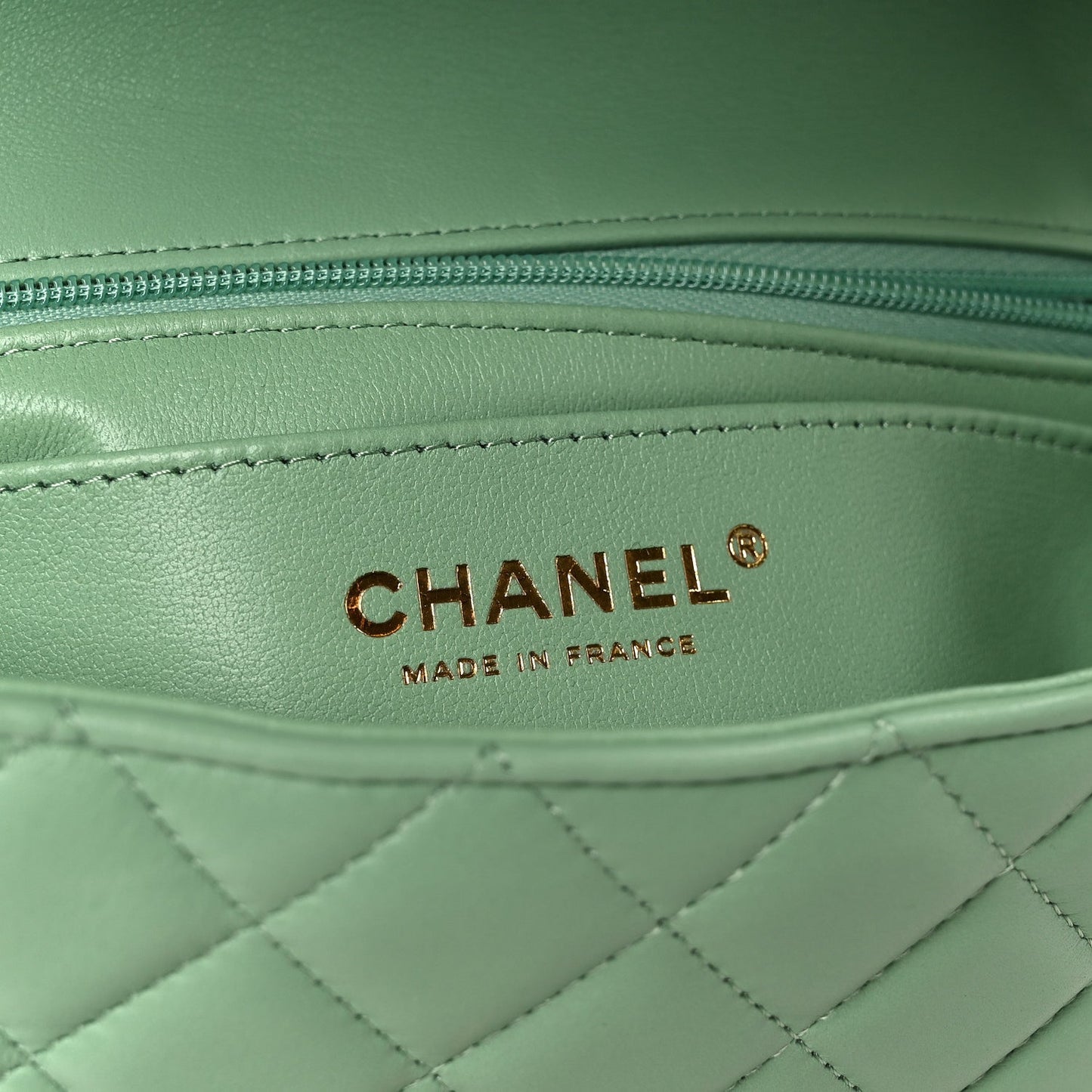 Lambskin Quilted Mini Rectangular Flap Green