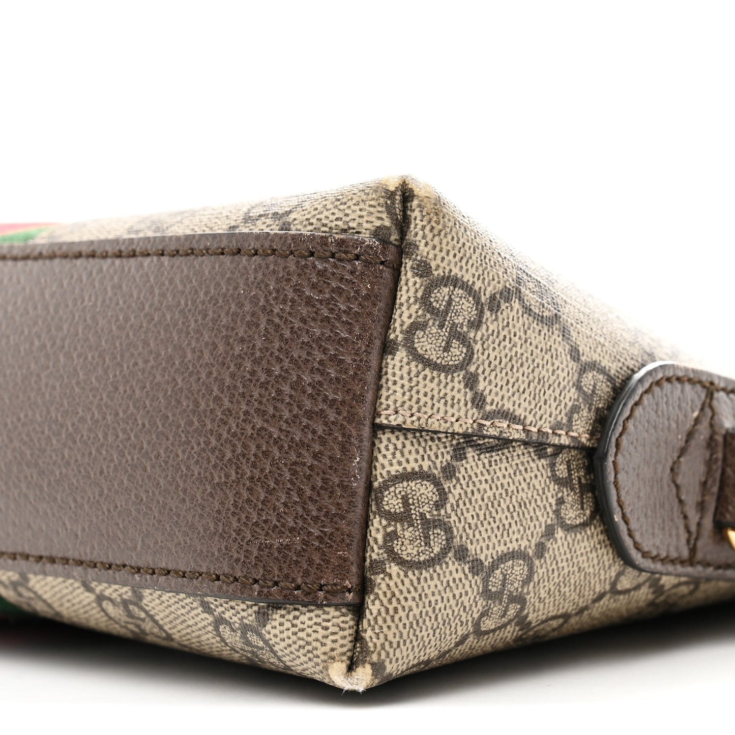GG Supreme Monogram Textured Dollar Calfskin Web Small Ophidia Dome Shoulder Bag Beige Ebony New Acero