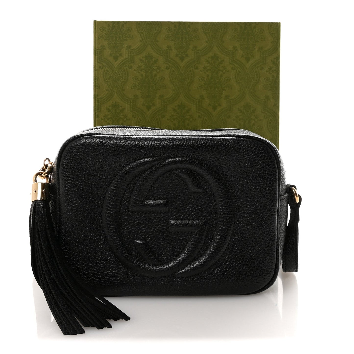 Pebbled Calfskin Small Soho Disco Bag Black