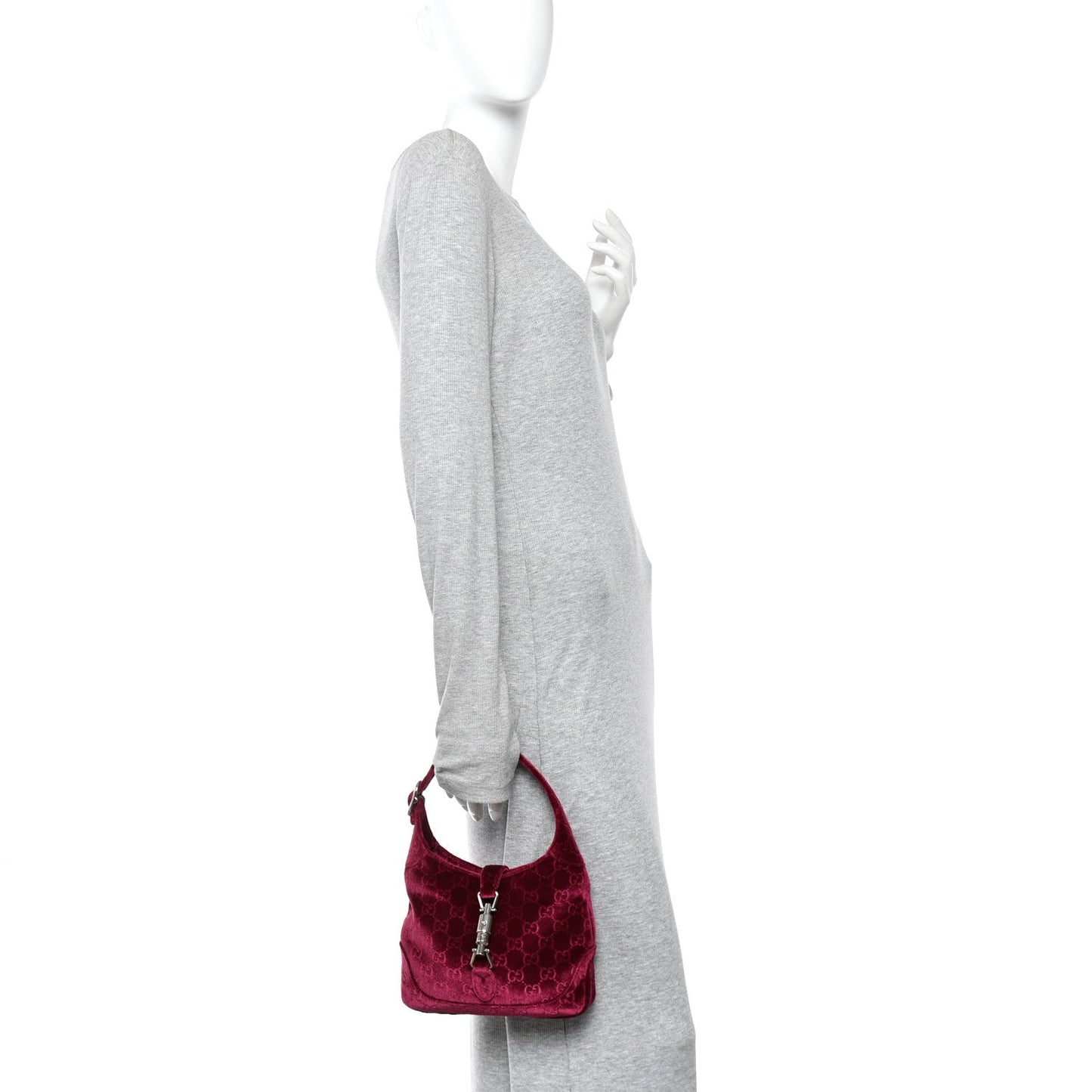 New Velvet Ashmir GG Monogram Small Jackie 1961 Hobo Red