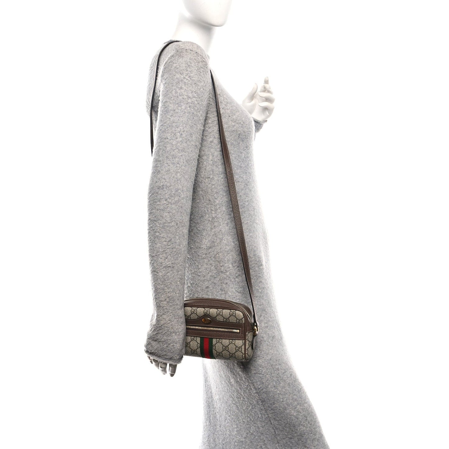 GG Supreme Monogram Web Mini Ophidia Shoulder Bag Brown