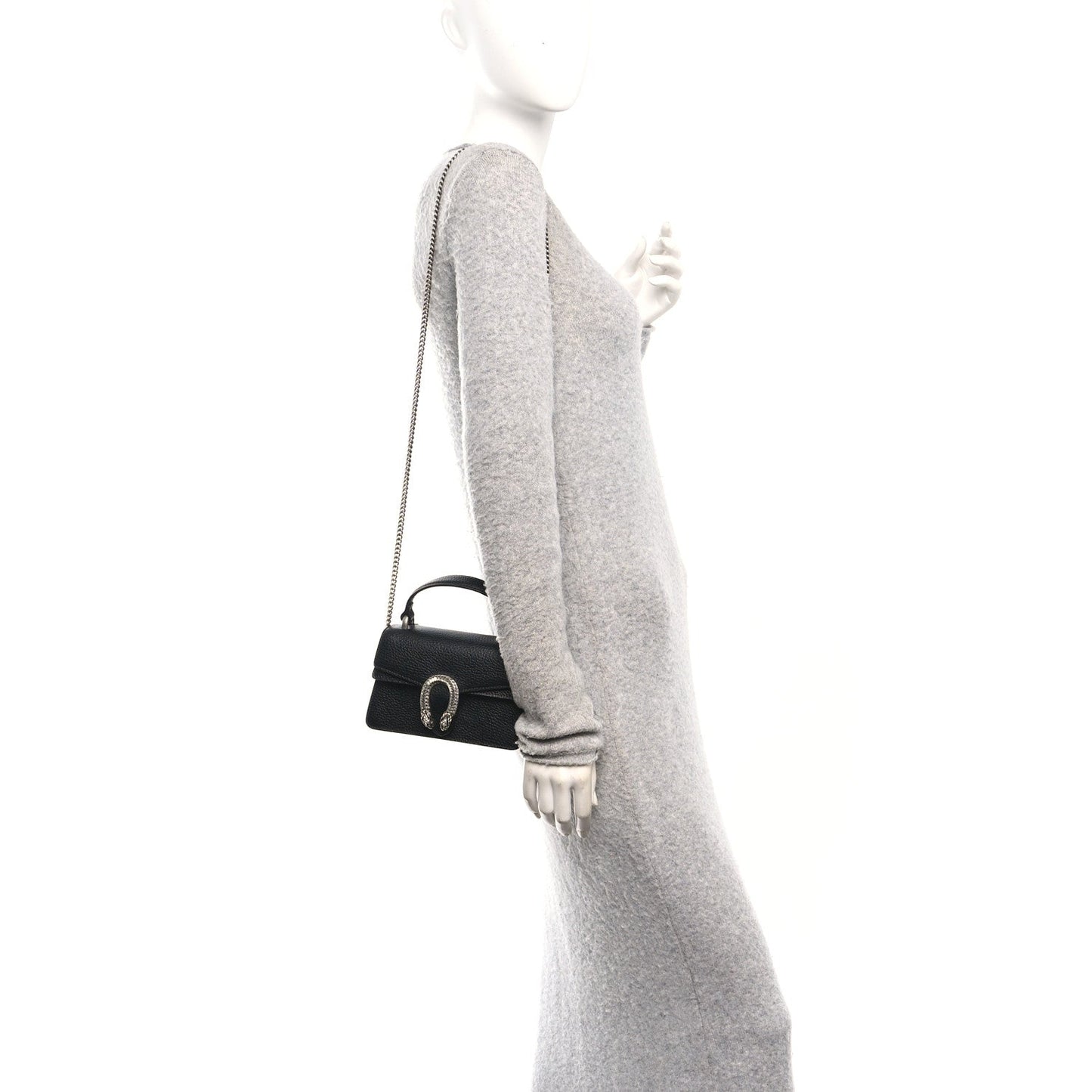 Dollar Calfskin Crystal Mini Dionysus Top Handle Bag Black Crystal