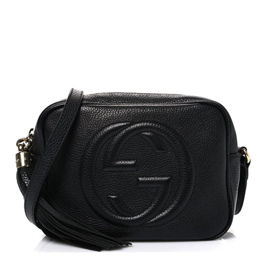 Pebbled Calfskin Small Soho Disco Bag Black